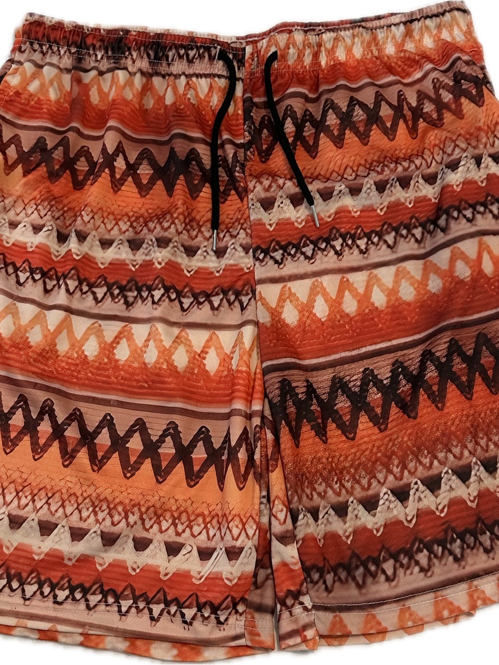 Orange Patterned Drawstring Shorts - Picture 1 of 3